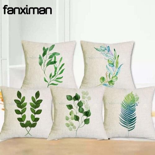 Tropical Banana Leaves Cushion Cover Palm Leaf Pillow Cases Linen Car Decorative Pillowcase Green Plant Sofa Home Throw Pillows