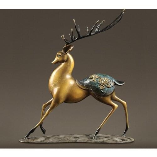 Sika Deer Decoration New Chinese Style Copper Deer Wine Cabinet Home Craft Decoration