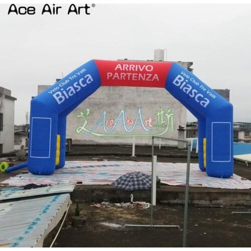 Customized logo/text free standing inflatable start finish line arches,red blue yellow sport gantry with sticker boxes on sale