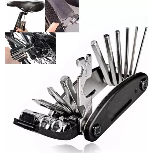 15 in 1 Multi-Purpose Bicycle Repair Repair Kit Hexagon Wrench Nut Tire Repair Hexagon Allen Key Screwdriver Socket Extension Ba
