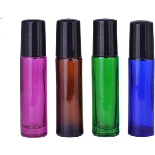 10 ML Essential Oil Bottle Top Grade Glass Cosmetic Refillable Container Empty Colored Cream Vial Perfume Roll On Bottle 20 pcs