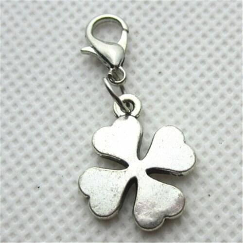 20pcs Luckey Four Leaf Clover Dangle Charms DIY Jewelry for Bracelets Pendants Lobster Clasp Floating Hanging Charms Accessory