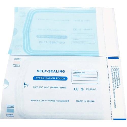 200pcs/Pack 90*165mm Dentista Self Sealing Sterilization Pouch Dentistry Medical Grade Paper+CPP/PET Film Odontologia Dental