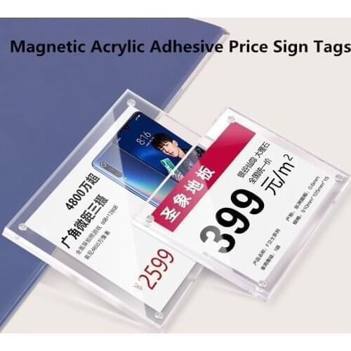 90*55mm Magnetic Mini Price Tag Label Holder POP Up Display Stand Acrylic Sign Holder Frame