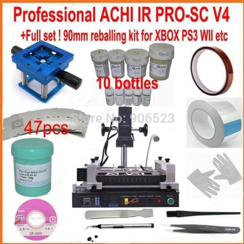 ACHI IR PRO-SC V4 infrared BGA rework station upgrade from IR6500 IR9000 with 90mm Professional bga stencils 250K solder ball