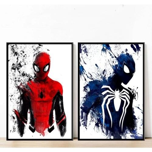 Watercolor Spiderman Art Canvas Paintings Marvel Superhero Wall Decoration Posters and Prints Mural for Living Room Home Decor