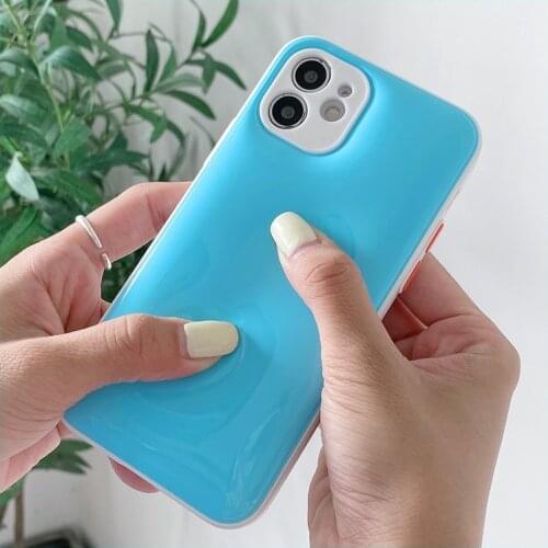 3D Hot Soft And Pinchable Cold Jelly Candy Phone Case For iPhone 11 12Promax XS Max XR SE20 7 8Plus Cute For Girl Plain Rainbow