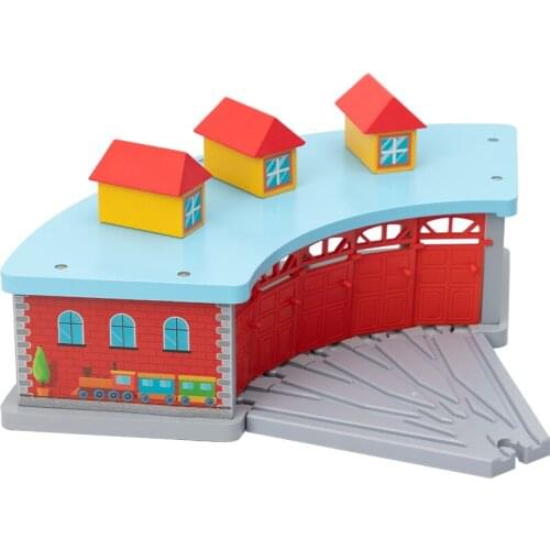 Wooden Train Track Railway Accessories Gas Parking Lot Billing Halt Compatible with Wood Tracks Rail Car Toys for Children