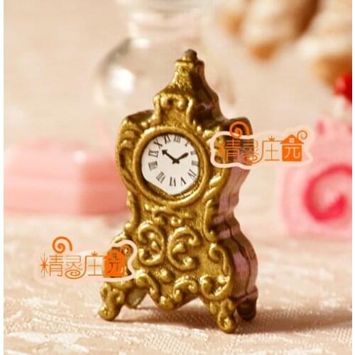 G05-X493 children baby gift Toy 1:12 Dollhouse mini Furniture Miniature rement retro gold clock 1pcs