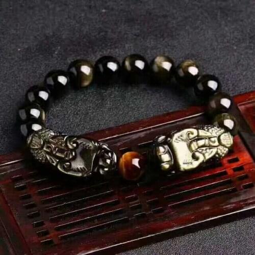 Mens Bracelet Feng Shui Wealth Pixiu Bracelet Good Luck Bracelet Obsdain Double Piyao Beaded Bracelet Jewelry Gift