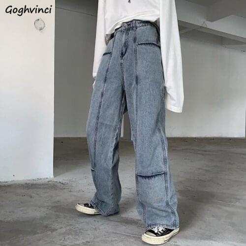 Jeans Women Chic Mopping Hip-hop Baggy Harajuku Unisex Couples Retro Straight Denim Trousers Vintage Fashion Korean Style New