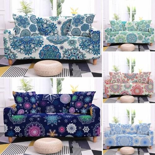 Elastic Sofa Cover for Living Room Mandala Couch Cover L Shaped Chaise Longue Sofa Slipcover Snowflake Print Armchair Case