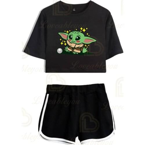 Baby Yoda Print 3D T-shirt Short 2pcs Set Men Women Children Summer Cool Tee Shirt Fashion Streetwear Cool TShirt Suit Boy Girl