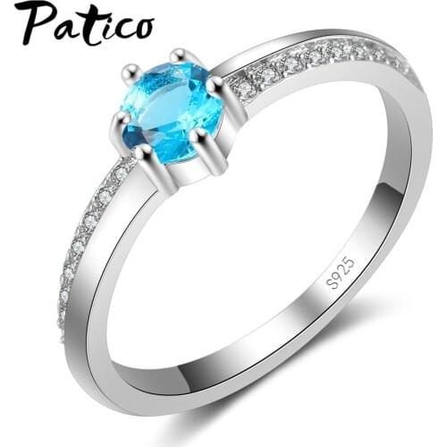 Classic Women 925 Sterling Silver Rings With Sparkling Cubic Zircon Crystal Stone Simple Style Wedding Jewelry