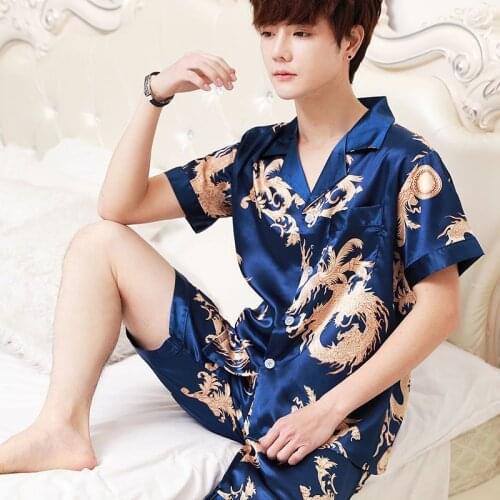 2pc Women Sexy Pijama Sleepwear Satin Sleepwear Cartoon Printed Short Sleeve Short Pants Pajamas Sleep Wear Loose Nightwear