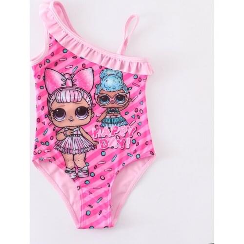 2-8 Years Girls Swimsuit 2021 New One Piece Swimwear LOL Style Childrens Swimwear Unicorn One Piece Swimsuit RT14