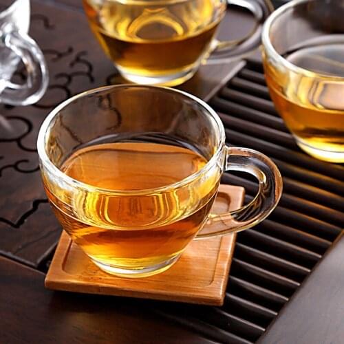 Small Glass Tea Cup with Handle Durable Heat Resistant Heat-resistant Glass Thickened Transparent Tea Set for Tea & Coffee 80ML