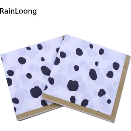 [RainLoong] Printed Cow Floor Tile Patterned Paper Napkins Tissue For Party Decoration Decoupage 33*33cm 1 pack (20pcs/pack)
