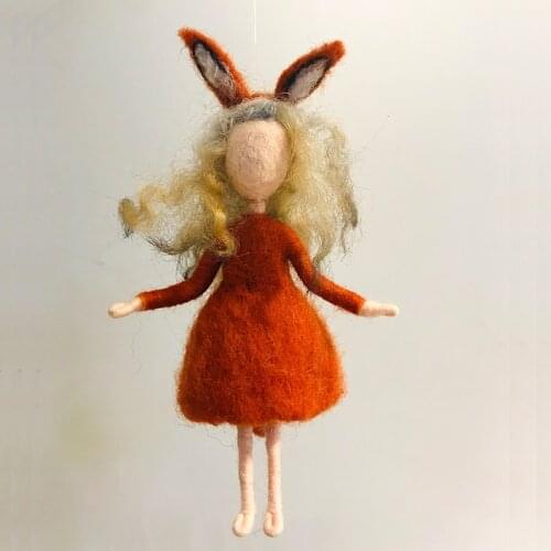 Non Finished Fox Fairy Girl Wool Pocked Needle Felt Kit Custom Diy Handmade Sprite Fox Furry Wool Material Package For Women