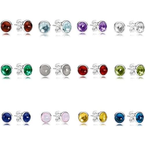 NEW 100% 925 Sterling Silver Twelve constellations Blue Crystal Luxury Earrings Fit Bracelet DIY Bead Wholesale factory