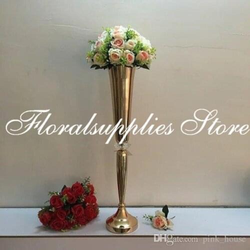 New Product Height 64cm Silver Flower Vase Road Lead Wedding Table Centerpieces Decoration Wedding Party Supplies