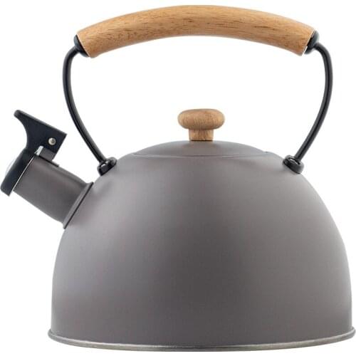 New grey whistle kettle food grade stainless steel whistle kettle beech handle kettle kitchen utensils