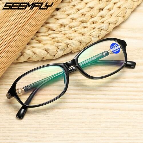 Seemfly Anti Blue Light Blocking Reading Glasses Women Men Square Frame Presbyopic Eyeglasses Optical Spectacle +1.0 1.5 2.5 4.0