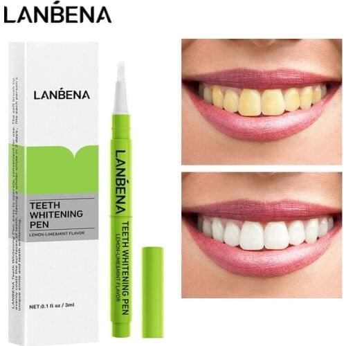 LANBENA Teeth Whitening Pen Lemon Removes Gel Cleaning Plaque Stains Dental Tools Brush Oral Effective Teeth Hygiene care 3ml