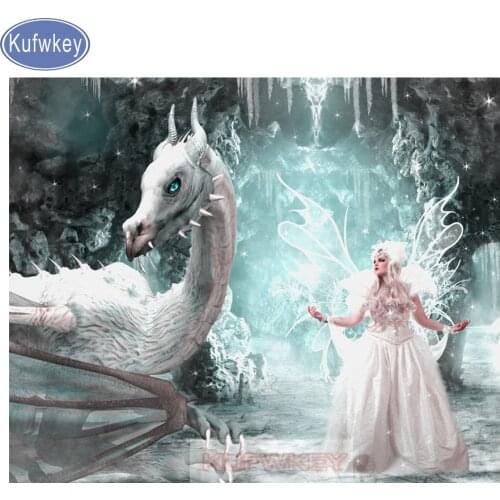 Kufwkey full diamond Embroidery dragon elves Mosaic diamond,5d diy square/Round Diamond Painting crystal fantasy cartoon,gift