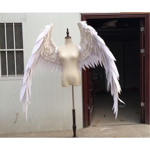 Fashion show Displays wedding shooting props Cosplay Beautiful white red cartoon feather angel wings game costume Catwalk model