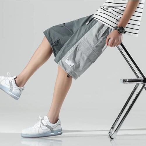 Summer Loose Five Point Shorts Men Casual Jogging Shorts Fashion Patchwork Mens Shorts 2021 New Street Trend Sweat Shorts Men