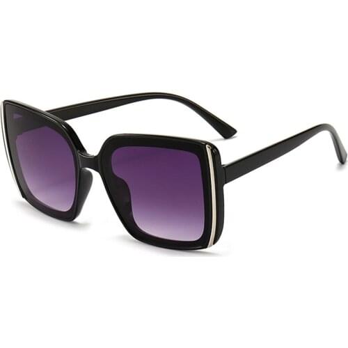 Black Square Oversized Sunglasses Women Big Frame Retro Wrap Gradient Sun Glasses Female Mirror Oculos Unisex Gradient Shades