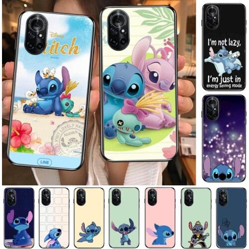 Stitch Love Clear Phone Case For Huawei Honor 20 10 9 8A 7 5T X Pro Lite 5G Black Etui Coque Hoesjes Comic Fash design