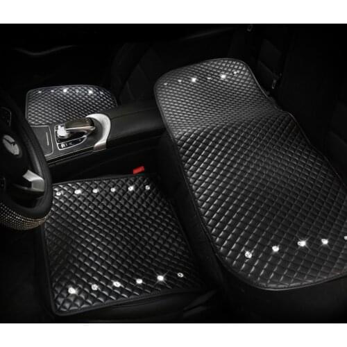 Rhinestone Crystal Diamond Universal Leather Car Seat Covers Interior Decoration PVC Front Back Rear Seats Covers Sets