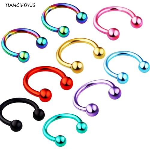 TIANCIFBYJS Wholesale 1.2*8*3mm Horseshoe Body Piercing 100pcs Surgical Stainless Steel 8 Colors CBR EYEBROW Ring