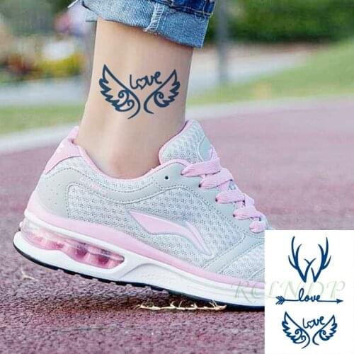 Waterproof Temporary Juice Ink Sticker Antlers Love Element Arrow Wings Pattern Fruit Gel Long Lasting Tattoo for Men Women