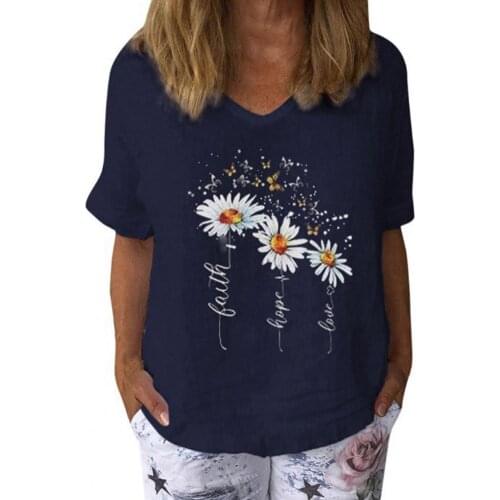 Women T-shirt printed butterfly T-shirt V Neck Marguerite Butterfly Printed Short Sleeve T-Shirts Top Summer футболка оверсайз