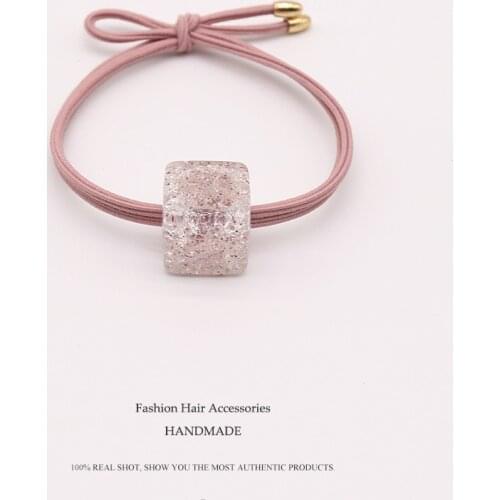 Sempli Summer Nylon High Quality Popular Crystal Elastic Hair Bands Square Geometric Women Rubber Hair Accessories Scrunchie New