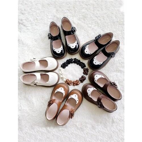 New Lolita Shoes Women Low Heel Round Big Head Bowknot Ulzzang Shoes Japanese Platform Vintage Loli Shoes Harajuku Mary Jane