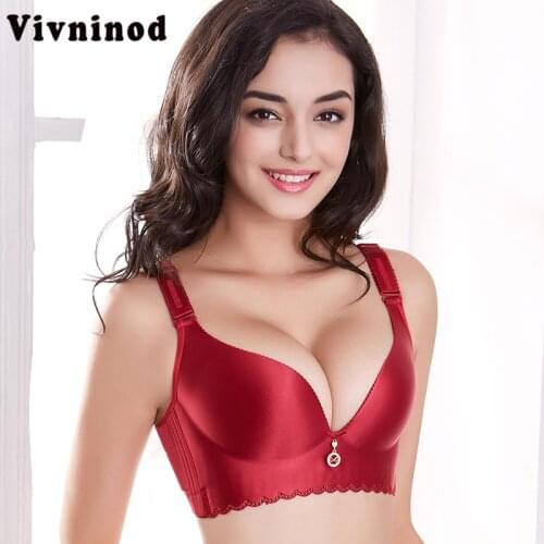Womens Sexy Seamless Pad Brassier Adjustable Underwear Push Up Bras C D E 38 44 52 Purple Red Black Intimates Thin Bralette Bra