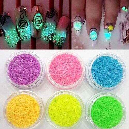 1g Ultrafine Fluorescent Nail Powder Neon Phosphor Colorful Nail Art Glitter Pigment 3D Glow Luminous Dust Decorations 7 Colors