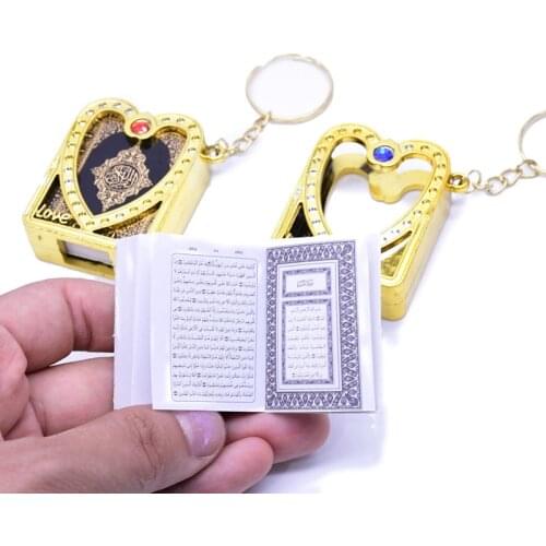 1 Pc Gold Silver Color Mini Arabic Islamic Quran Keychain Allah Real Paper Can Read Pendant Keyring Religious Key Chain Jewelry