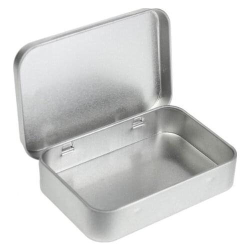 100pcs Plain silver tin box 8.8x6x1.8cm, rectangle tea mint candy business card usb storage box case