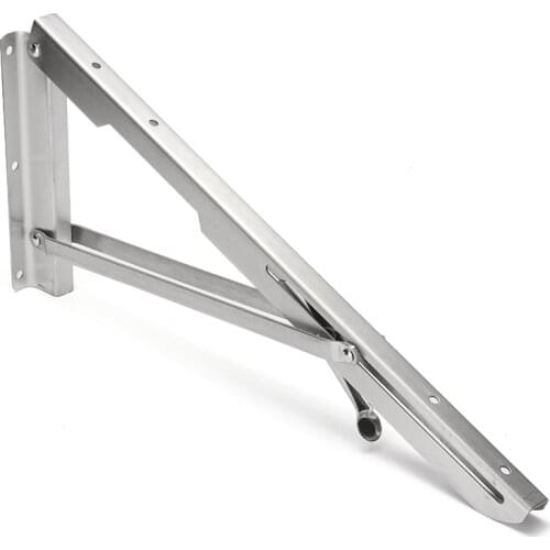 16 Inch Folding Shelf Brackets for Table Work Space Saving DIY Holder Heavy Duty Stainless Steel Collapsible Triangle