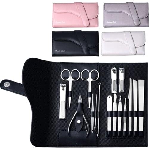 16Pcs Nail Clipper Professional Grooming Kit Pedicure Kit Nail Cutter Tools With Luxurious Travel Case Manicure Scissors Makeup