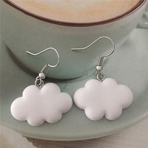 2 Pairs Cute White Cloud Heart Stud Earrings Delicate Clouds for Women Girls Ear Jewelry Gift Wholesale Gifts