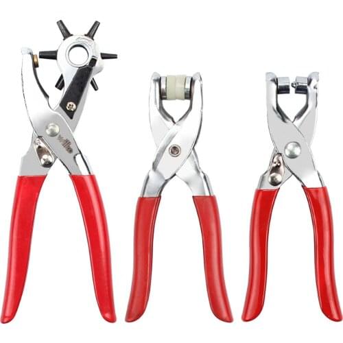 3PCS Punching Pliers Leather Belt Hole Hollow Hole Puncher Eyelet Press Stud Plier Set Hand Leather Belt Hole Punch Repair Tool
