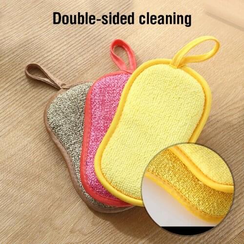 5PCS Kitchen Cleaning Towel Kitchenware Brushes Anti Grease Wiping Rags Absorbent Washing Dish Cloth Accessories 2Sided Sponge