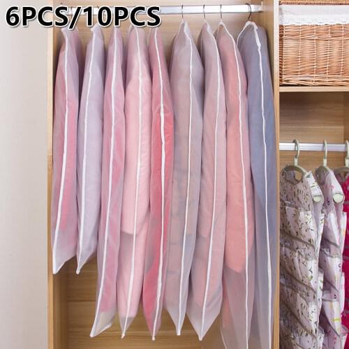 6/10PCS Clothes Hanging Garment Dress Clothes Suit Coat Dust Cover Storage Bag Pouch Case Organizer Wardrobe Hanging