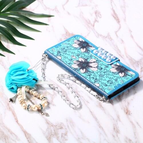 9 Styles Vintage Handbag Book flip Cover Tassels Three-dimensional Flower Pendant Chain for iPhone Xs Max Flip Flower Case